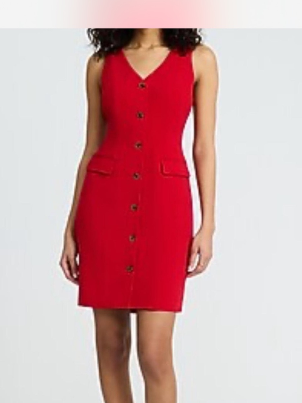 Express Red Button-Front Sheath Dress